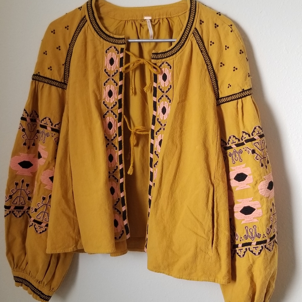 Free People Boho Embroidered Jacket